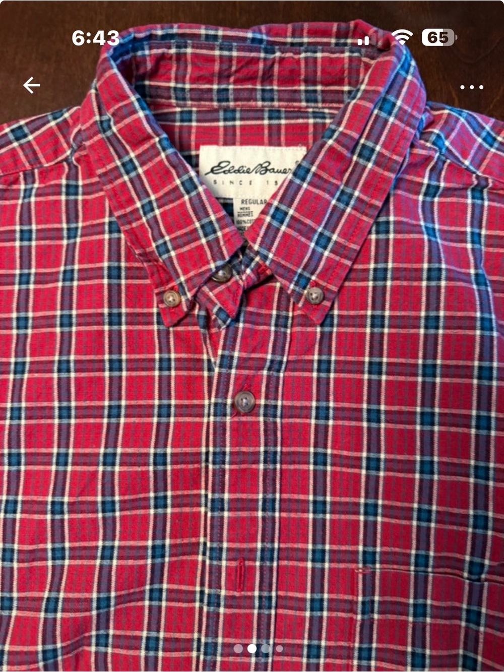 Eddie Bauer Red and Blue Plaid Button-Down Shirt
